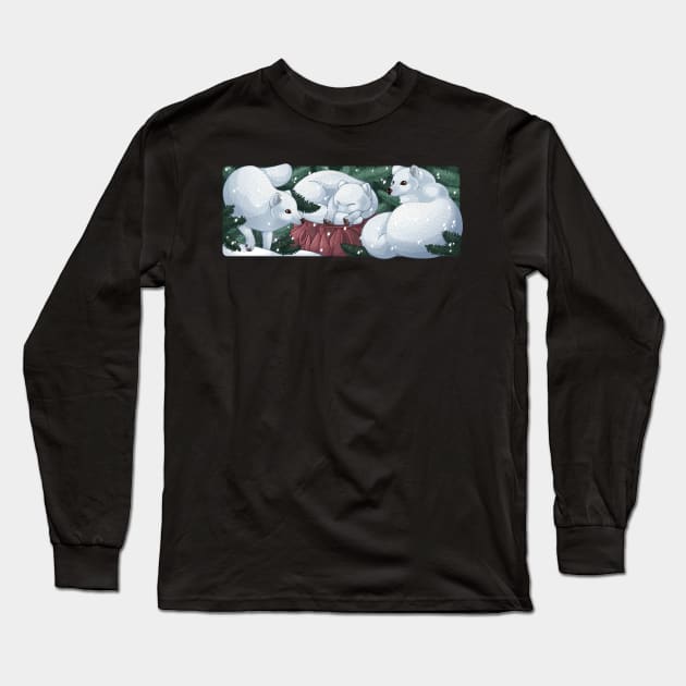 Arctic foxes Long Sleeve T-Shirt by NatureDrawing